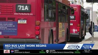 Red bus lanes to be installed in Pittsburghs Oakland neighborhood Monday night