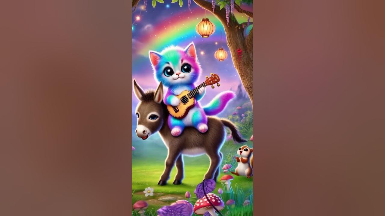 🎶 The Ukulele Cat & Donkey Adventure! 🎸✨#cat  #funny #catlover #share #cutecat