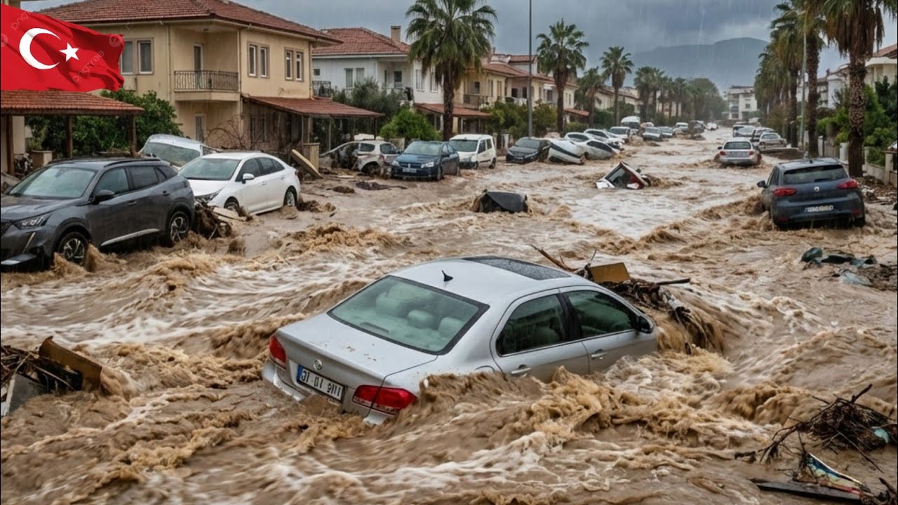 Massive Flooding in Kusadasi – Cars Swept Away | Turkey Extreme Weather Disaster Chaos