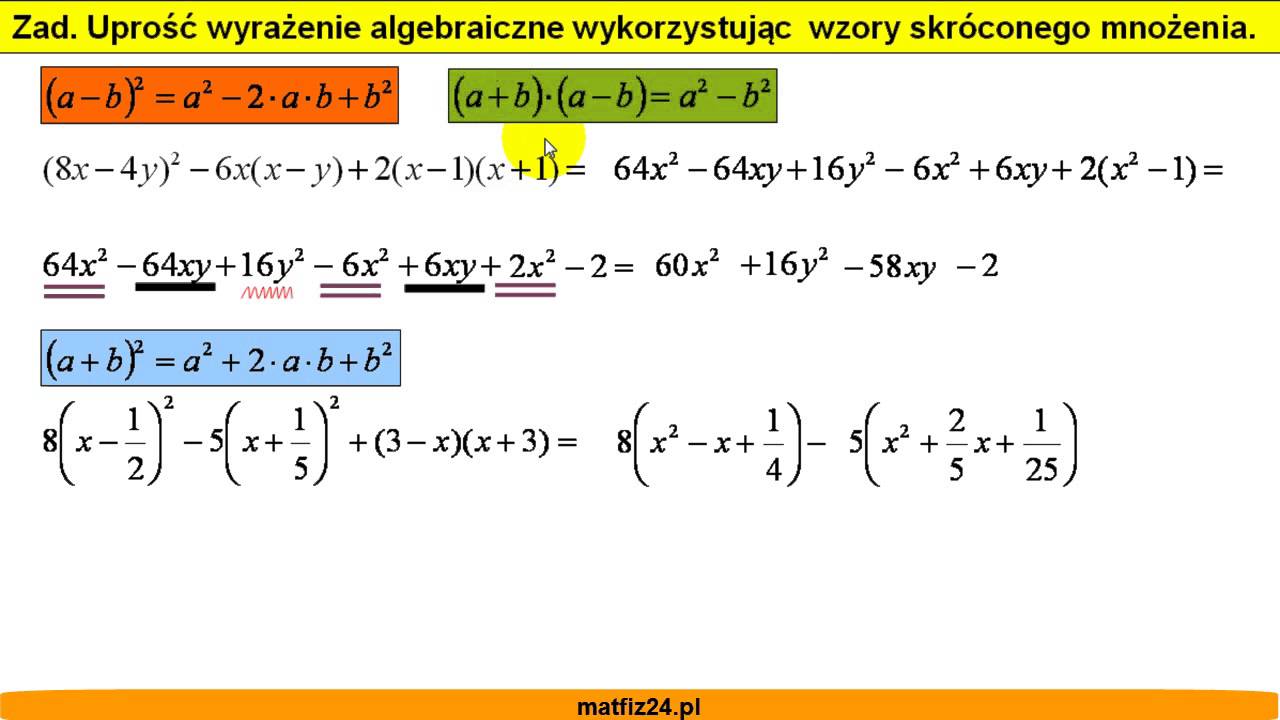 Wzory skróconego mnożenia i redukcja wyrazów podobnych - Matfiz24.pl