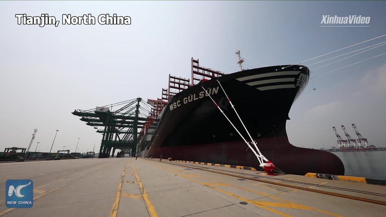 World's largest container ship sets sail from China's Tianjin - YouTube