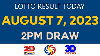 Lotto Result Today AUGUST 7 2023 2PM Ez2 Swertres 2D 3D 4D 6/45 6/55 PCSO