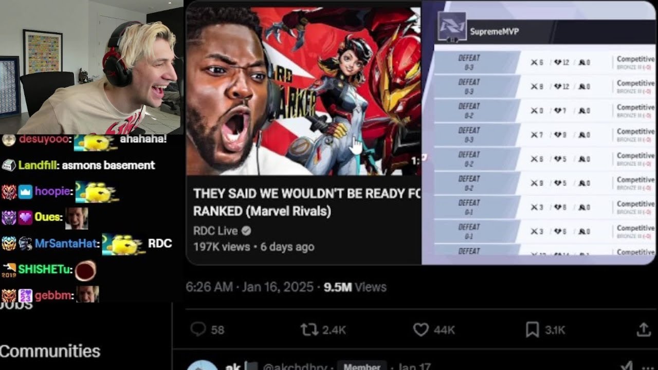 xQc Dies Laughing at RDC Gaming's Marvel Rivals Thumbnail - YouTube