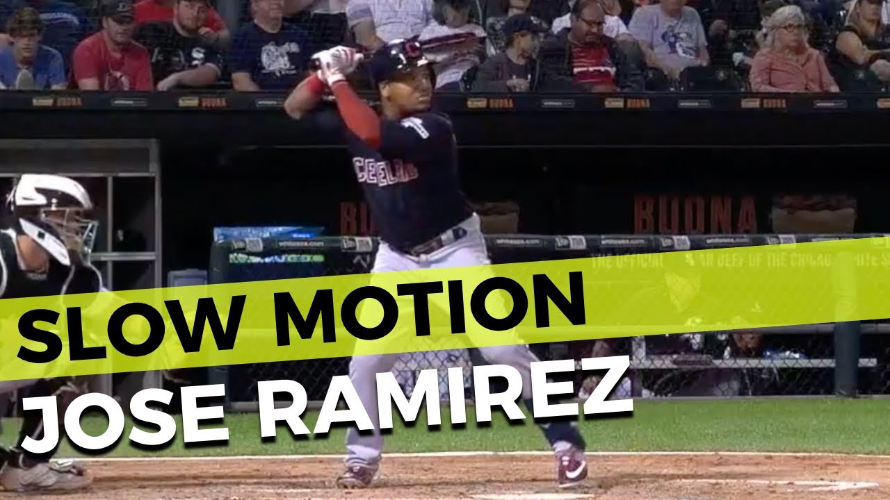 Jose Ramirez Slow Motion Axe Bat Home Run Baseball Swing Hitting