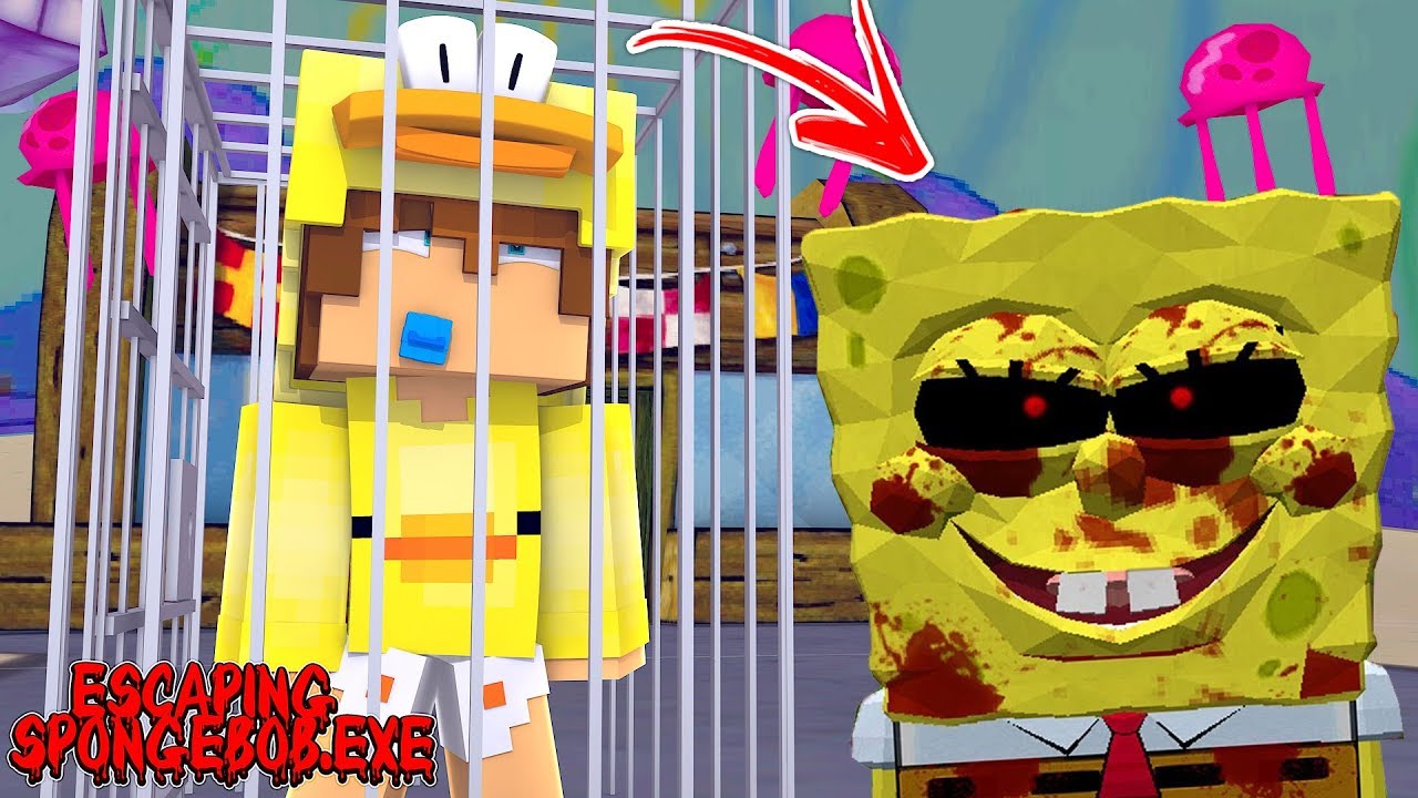 Minecraft - TRYING TO ESCAPE SPONGEBOB.EXE IN BIKINI BOTTOM! - YouTube