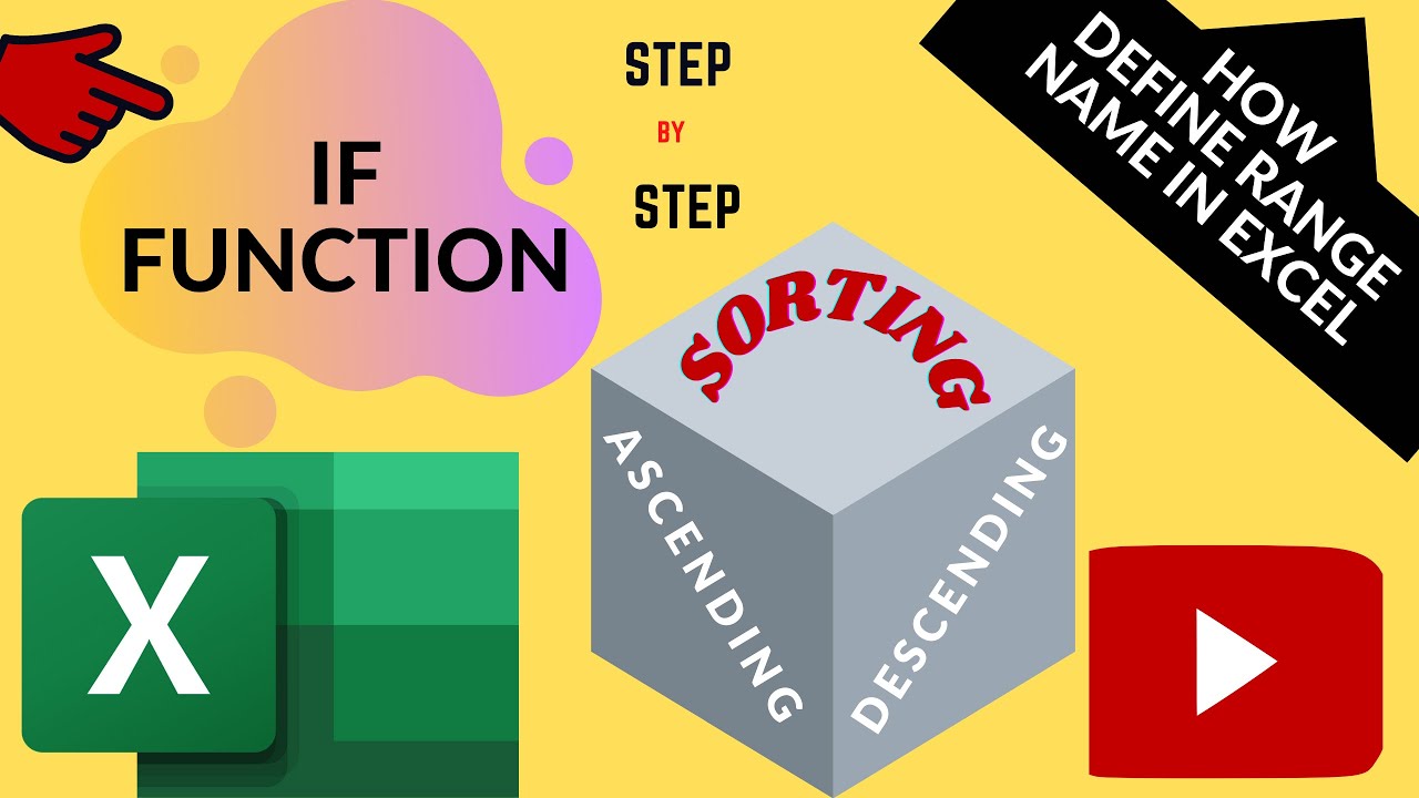 In Excel, How IF function, how name a range and sorting step by step?