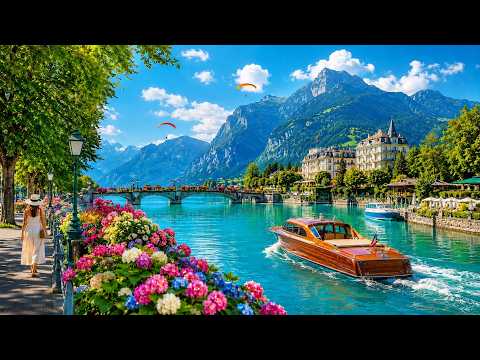 A Fairytale Town Between Two Lakes | Interlaken, Switzerland Relaxing Walking Tour 4K 🇨🇭