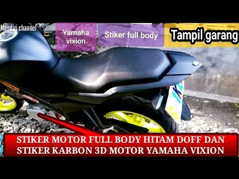  STIKER  MOTOR  FULL BODY HITAM  DOFF DAN STIKER  KARBON 3D 