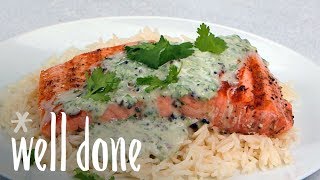 How To Make Salmon With Tangy Coconut Lime Cilantro Sauce | Recipe | Well Done