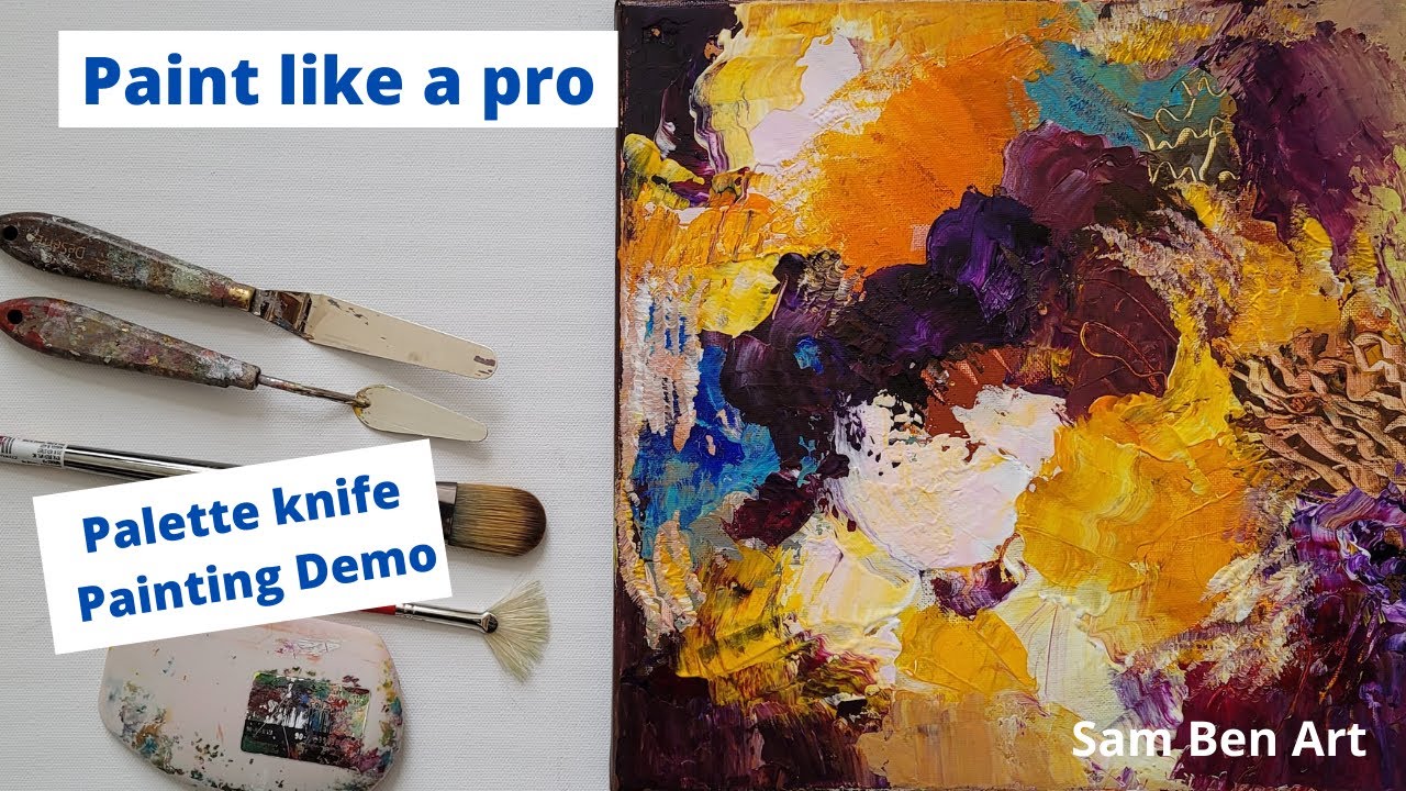 Abstract acrylic painting demo using palette knife techniques - YouTube