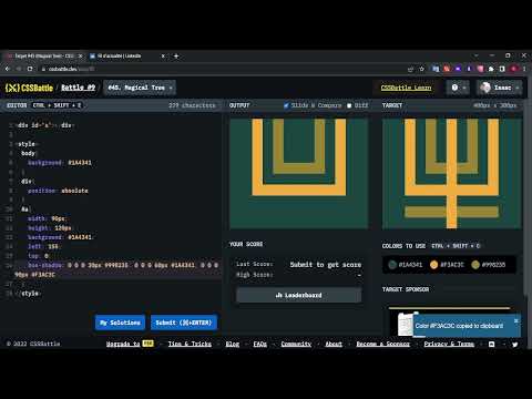 Learn css by practicing | css battle challenge #45 magical tree
