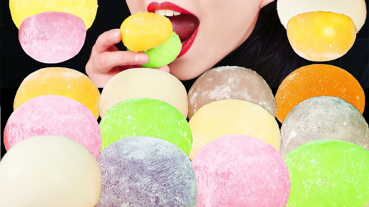 ASMR MOCHI ICE CREAM PARTY, MOST SATISFYING EATING SOUNDS, Rainbow food, 아이스크림 찹쌀떡 리얼사운드 먹방 노토킹 咀嚼音