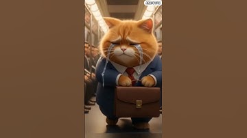 Meow Meow Sad Song 🐱 Orange Fat Cat Cries at Work All Day #cat #cartoon #sad #cute #mamacat