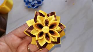 DIY / Kanzashi brooch / Satin ribbon flower / Kanzashi satin ribbon