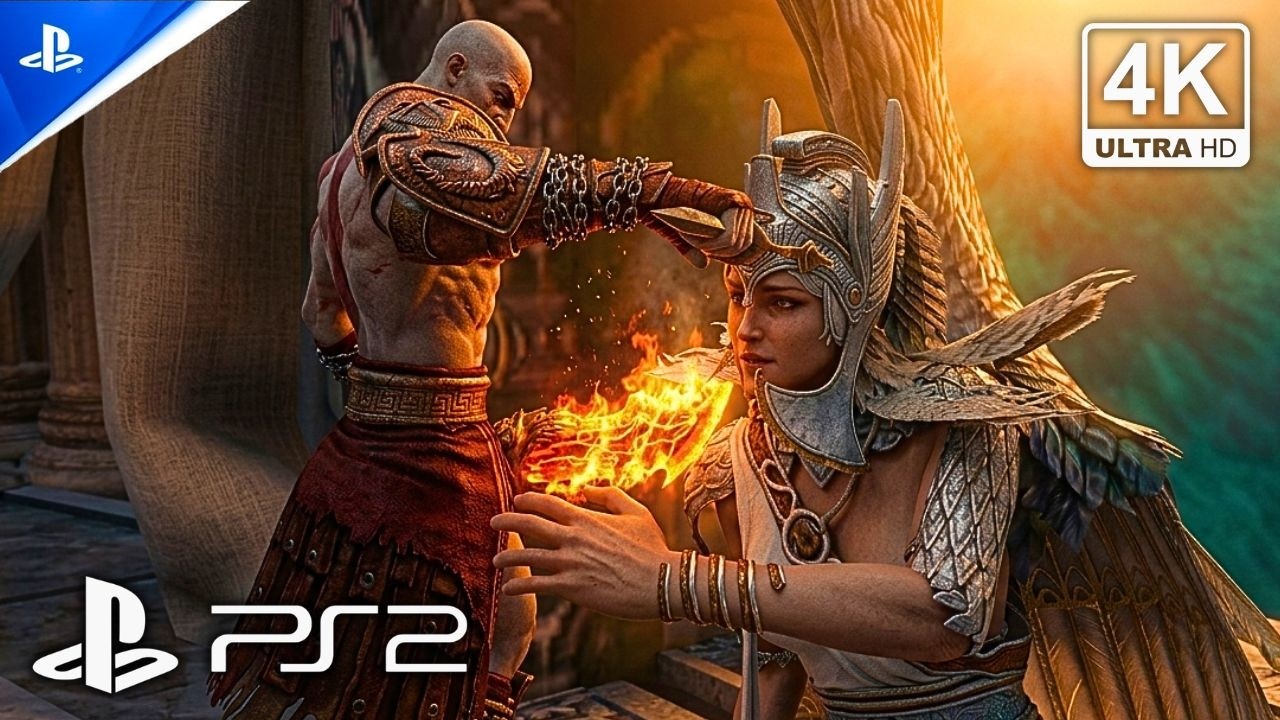GOD OF WAR 2 [4K 60FPS PS2] Realistic ULTRA GRAPHICS | The Brutal Fall of the Sisters