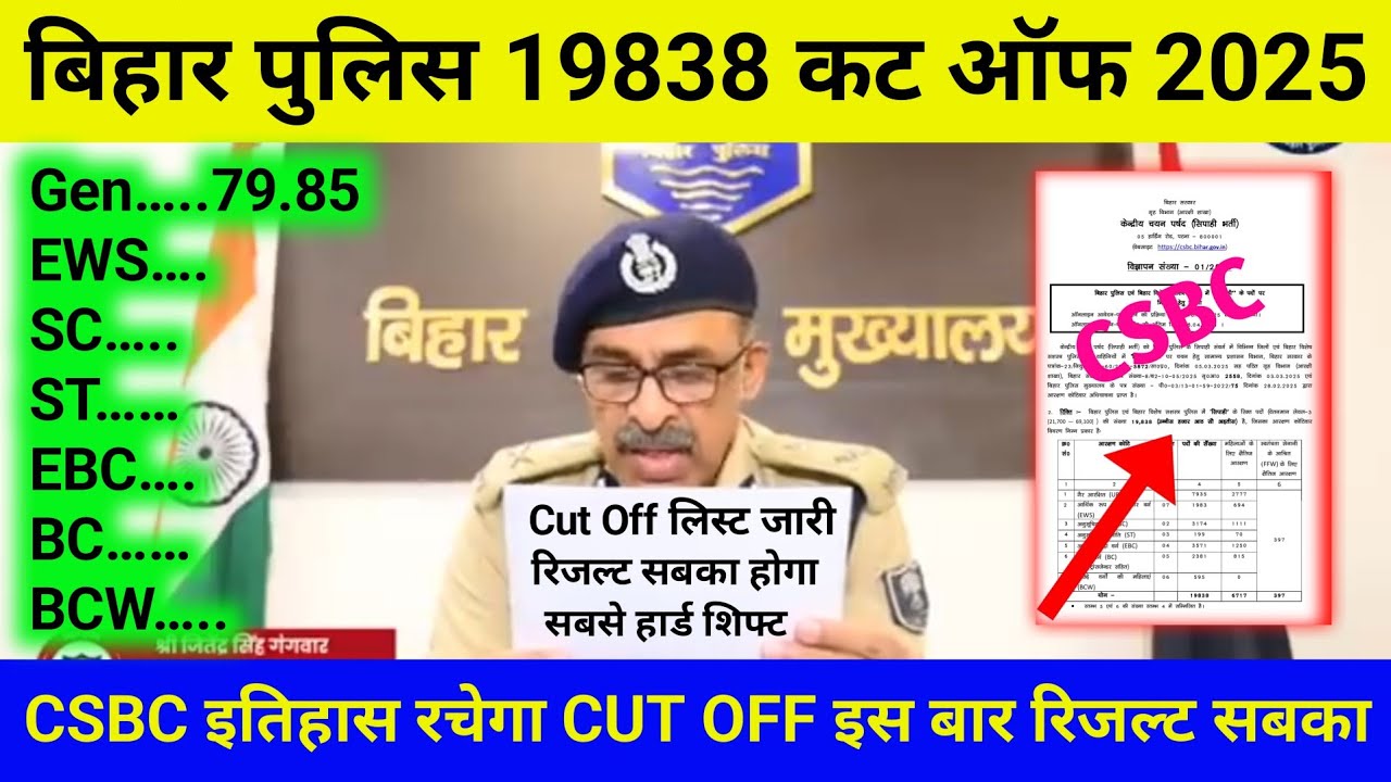 Bihar Police 2025 Expected Cut Off//Bihar Police Cut Off 2025 यहां देखें बिहार पुलिस कट ऑफ