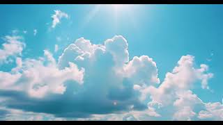 Bright blue sky with soft white clouds and sunlight rays screenshot 2