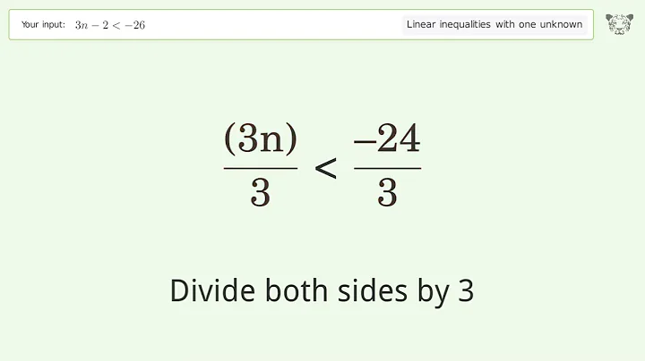 Solving Linear Inequalities: 3n-2 is Smaller Than -26