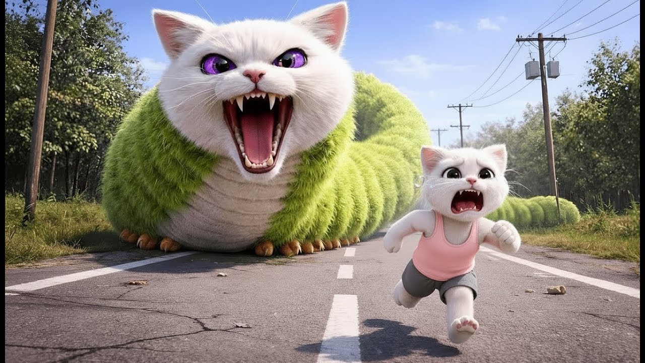 OMG!A tiny kitten faces a caterpillar A heartbreaking moment that will make you cry.🐱 