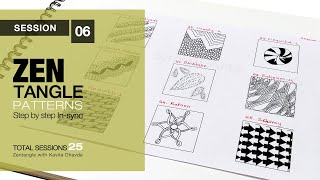 9 Zentangle Patterns - Step by Step | Tangle Session 6