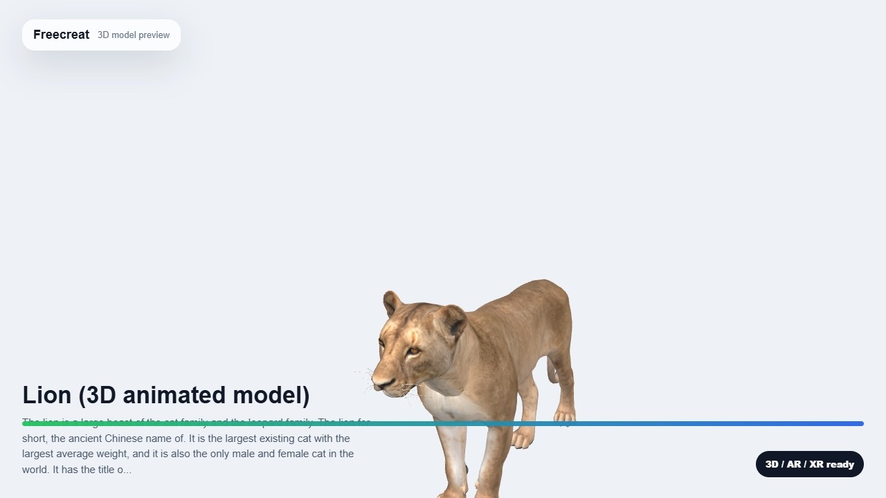 Lion (3D animated model) video preview
