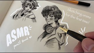[ASMR] pencil sound✏️| Cute anime boys sketching😍| Anime sketching for the first time🤯