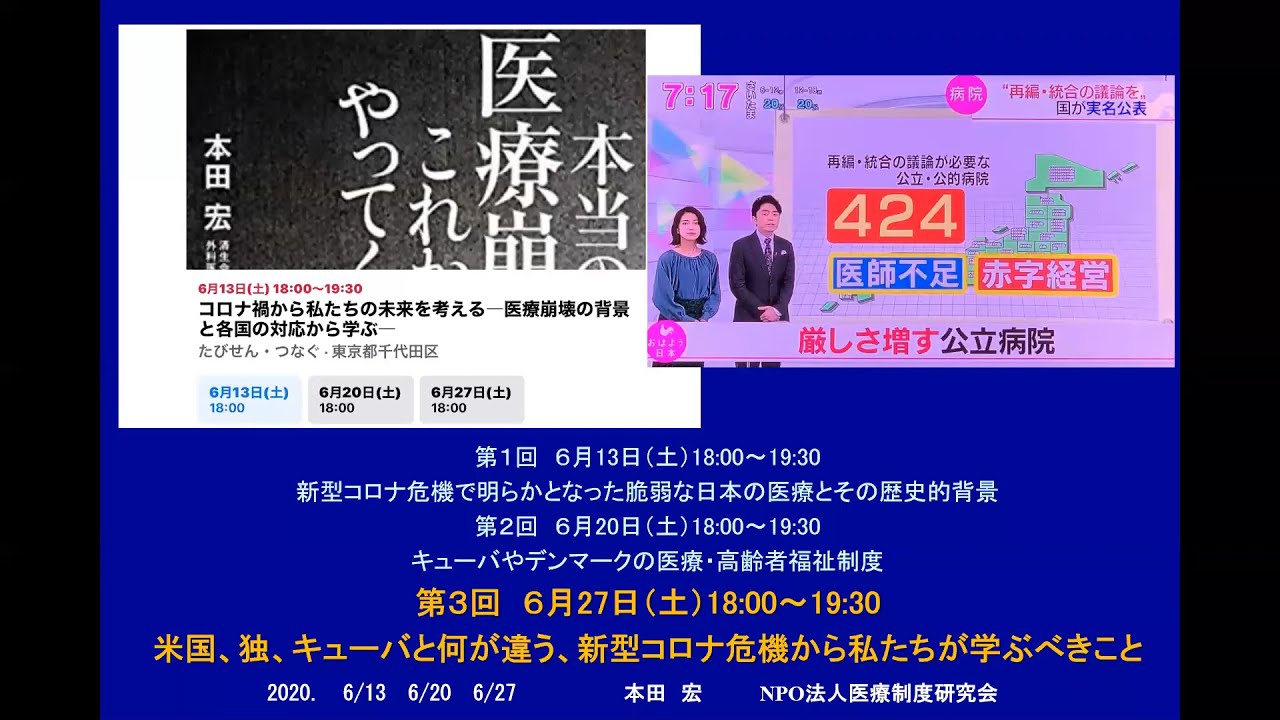 本田宏医師とコロナ禍から私たちの未来を考える 第２回 キューバやデンマークの医療 高齢者福祉制度 Youtube