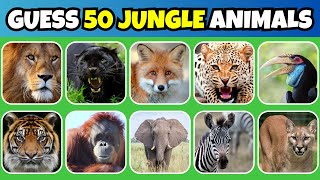 Guess 50 JUNGLE Animals in 3 Seconds | Animals Quiz Game(Easy, Medium, Hard)
