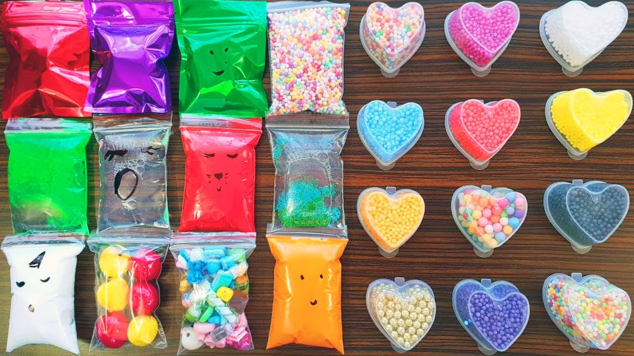 Making Slime With Bags And Foam Beads #2 - YouTube