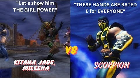 Mortal Kombat Shaolin Monks (Scorpion) part  4 - Kitana Jade Mileena 1 vs 3 Boss Fight