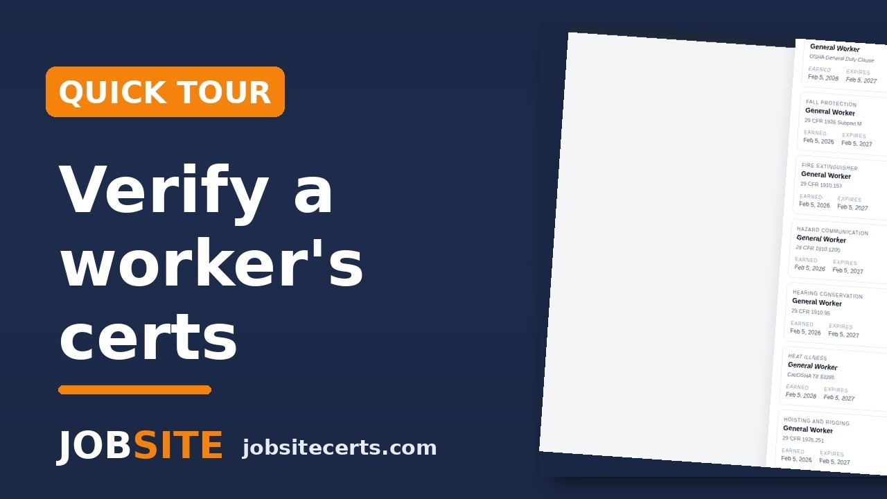Verify Any Worker's Certs by QR — Jobsite Quick Tour