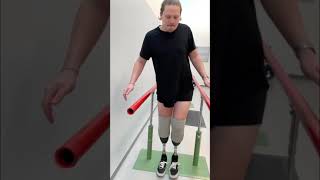 Walking with two prosthetics 1st time vs. 7 months later. Ottobock taleo. Double amputee.