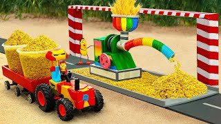 Diy tractor making mini Lifting Rig Rice Threshing Machine | diy mini Agriculture Machine | HP Mini