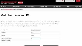 Cal U - How to Access Your Username & Password