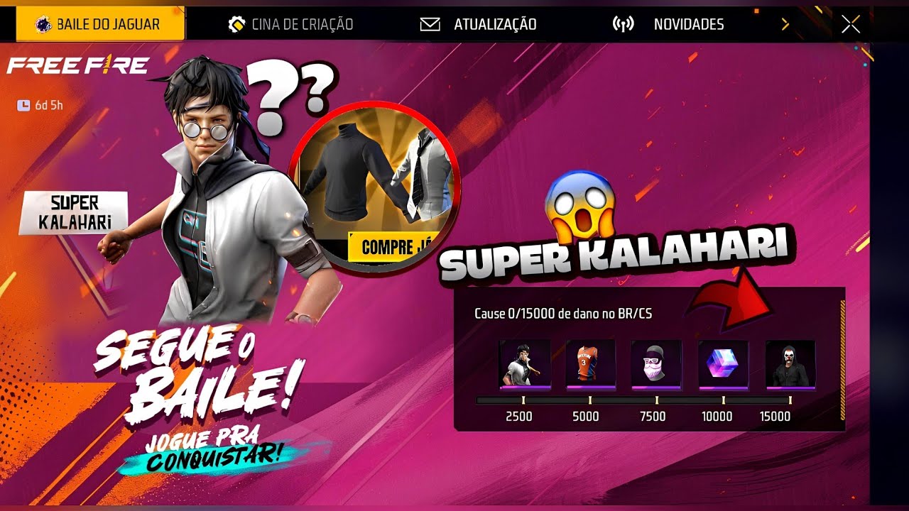 URGENTE!! PEGUE GOLA ALTA PRETA? SUPER KALAHARI, RECOMPENSAS GRÁTIS E TOP CRIMINAL PRETO - FREE FIRE