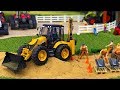 Bruder toys for kids  tractor jcb 5cx for children works at road