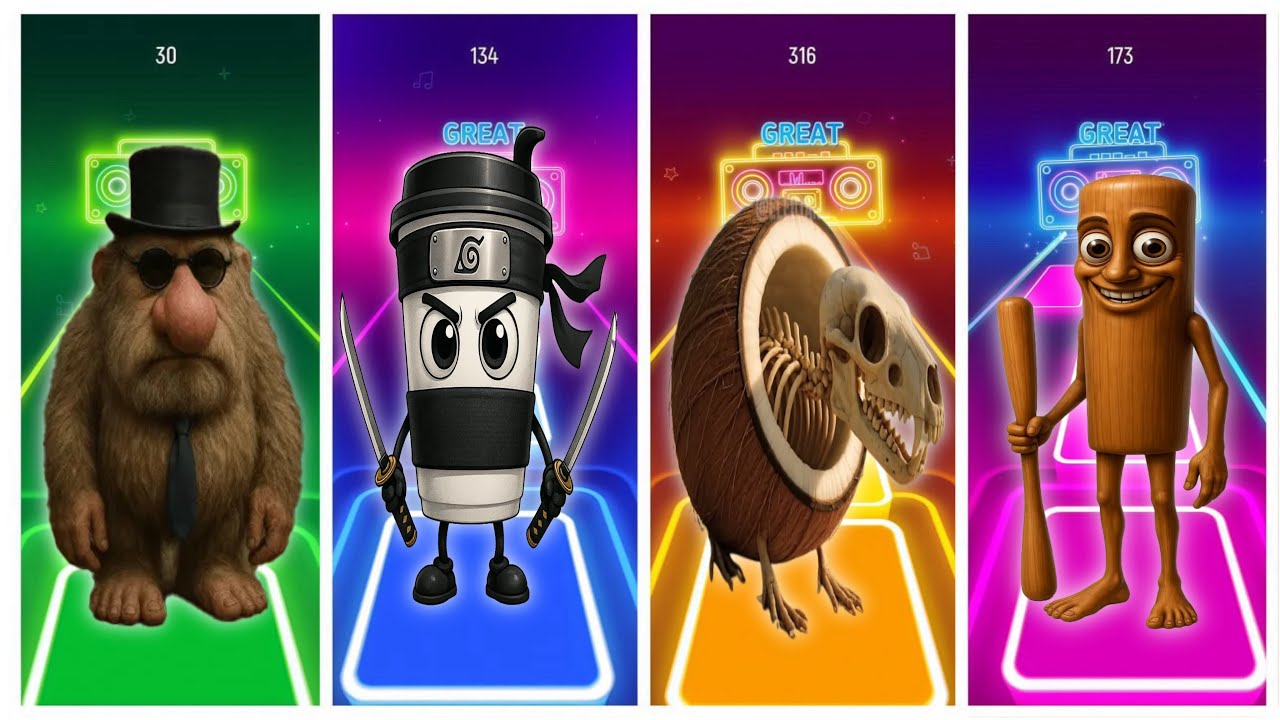 Matteoo Brainrot-Cappuccino Assassino Brainrot-Burbaloni-Tung Tung Tung Sahur-Tiles Hop EDM Rush 