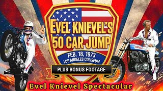 Evel Knievel's Spectacular jump over 50 cars at the Los Angeles Coliseum Feb 18 1973.#legend #viral 