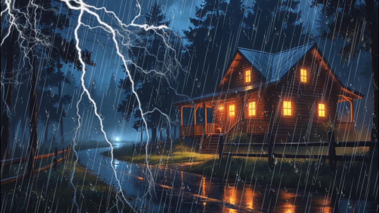 Duerme en solo 4 minutos con lluvia intensa y truenos por la noche 🌧️ ...