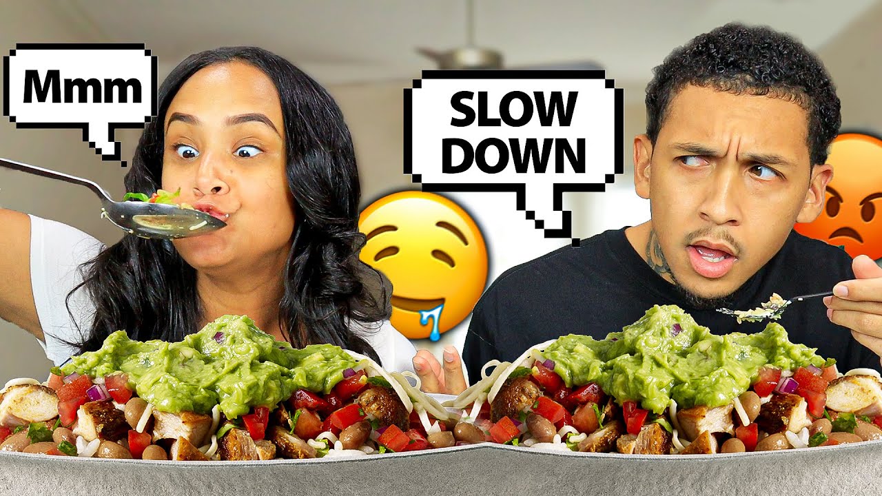 EATING TOO FAST PRANK ON HUSBAND *CHIPOTLE MUKBANG*