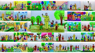 Collection of more than 30 paintings about Uncle Ho with children # 62 | Children with Uncle Ho