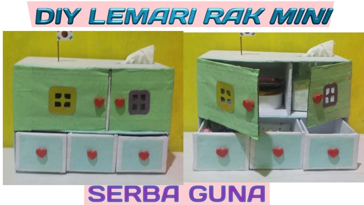 CARA MEMBUAT LEMARI  RAK MINI SERBA GUNA DARI KARDUS BEKAS  