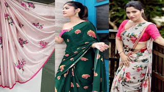 Stylish Printed Satin Saree Designs, Soft Satin Saree Designs to rock on your parties 2020 screenshot 2