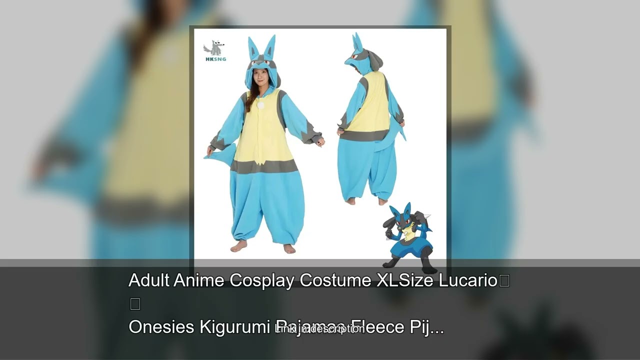 Adult Anime Cosplay Costume XLSize Lucario Onesies Kigurumi Pajamas Fleece Pijama Christmas Hal