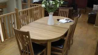 Baltic 110cm - 150cm - 190cm round extending oak table Winchester chair set from Top Furniture