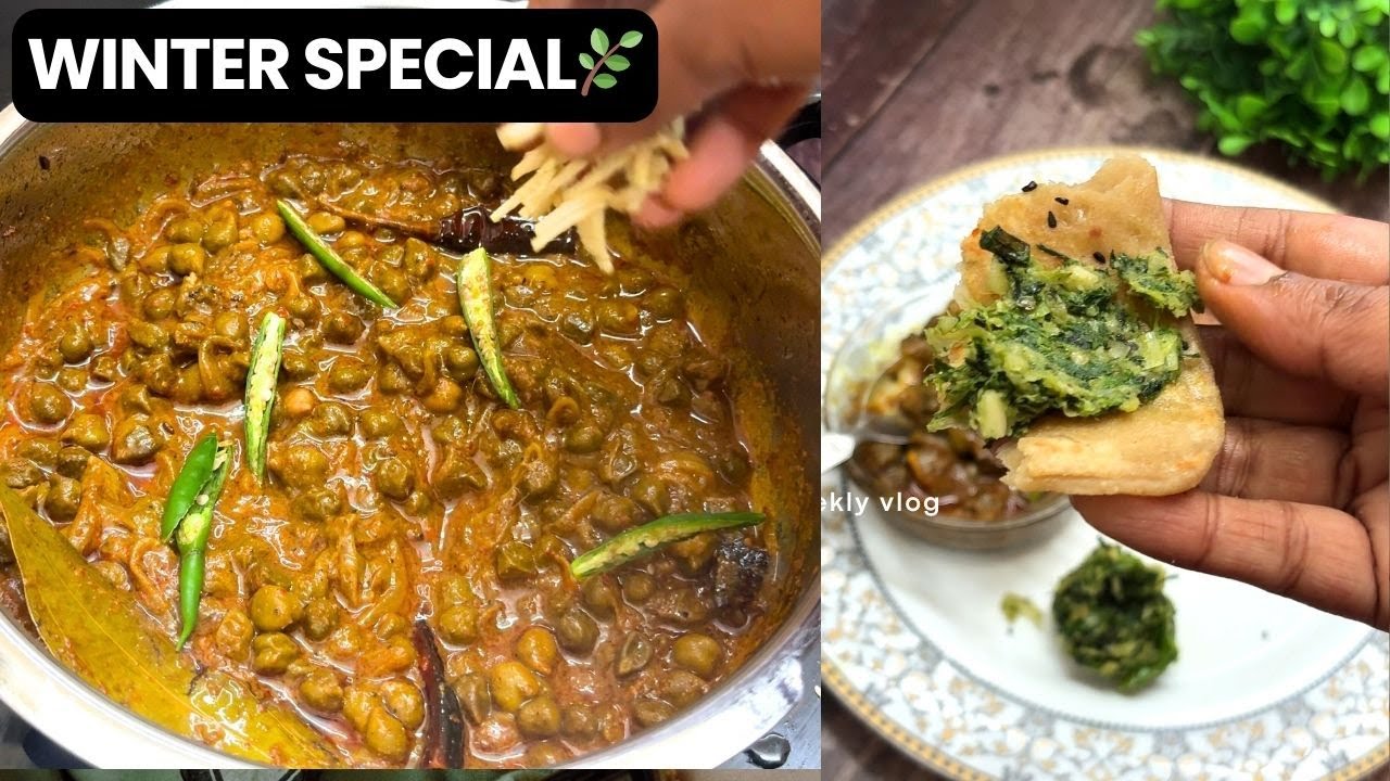 Cooker में बनाये हरे चने की सब्जी और साथ में लहसुन पत्ता का ठेचा | Hara Chana Masala | Garlic Thecha