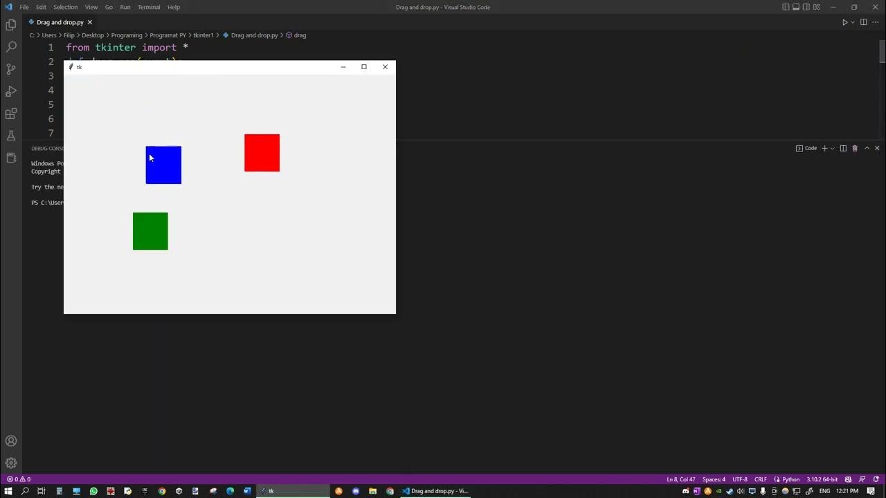 Drag and drop multiple objects using python tkinter. #shorts #coding # ...