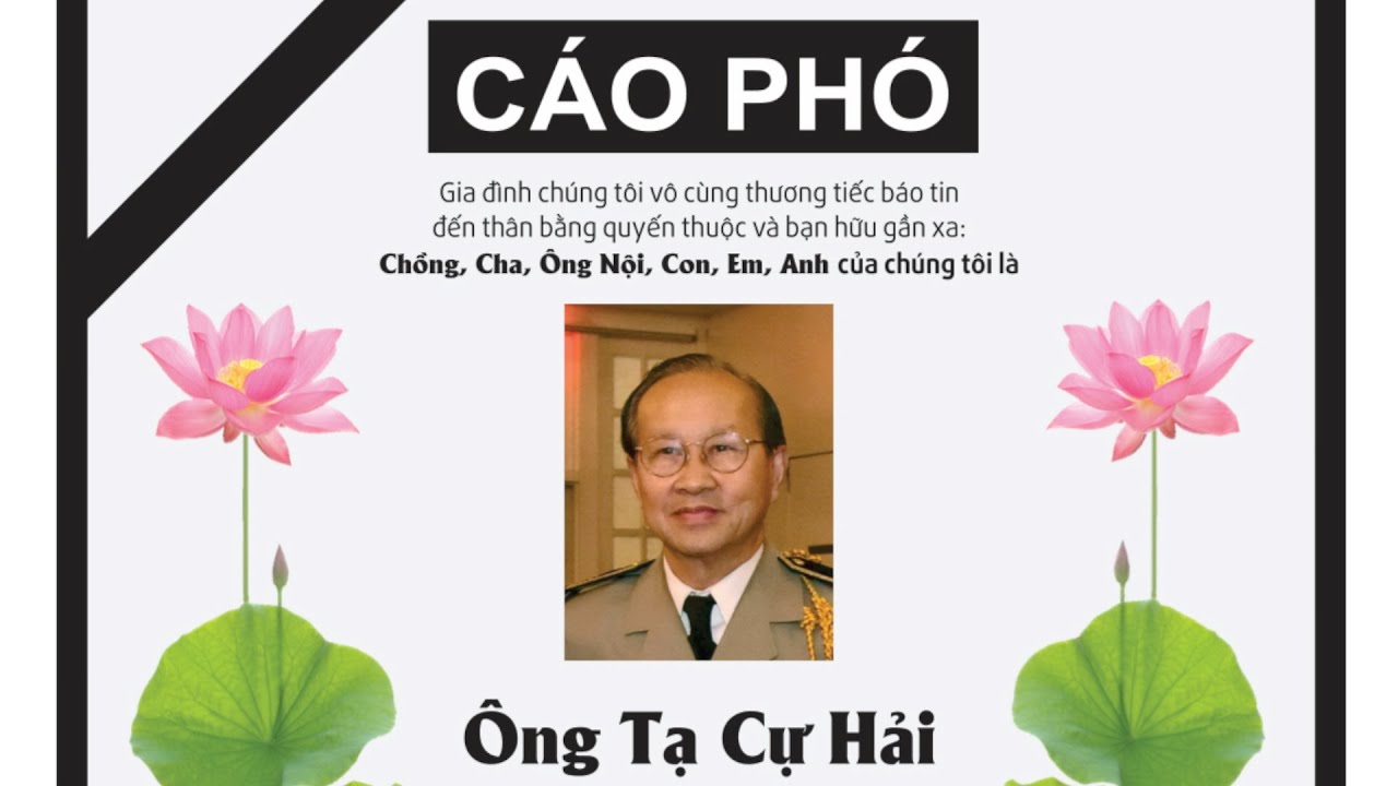 VATV | Cáo Phó Từ Gia Đình Tiến Sĩ Tạ Cự Hải - youtube
