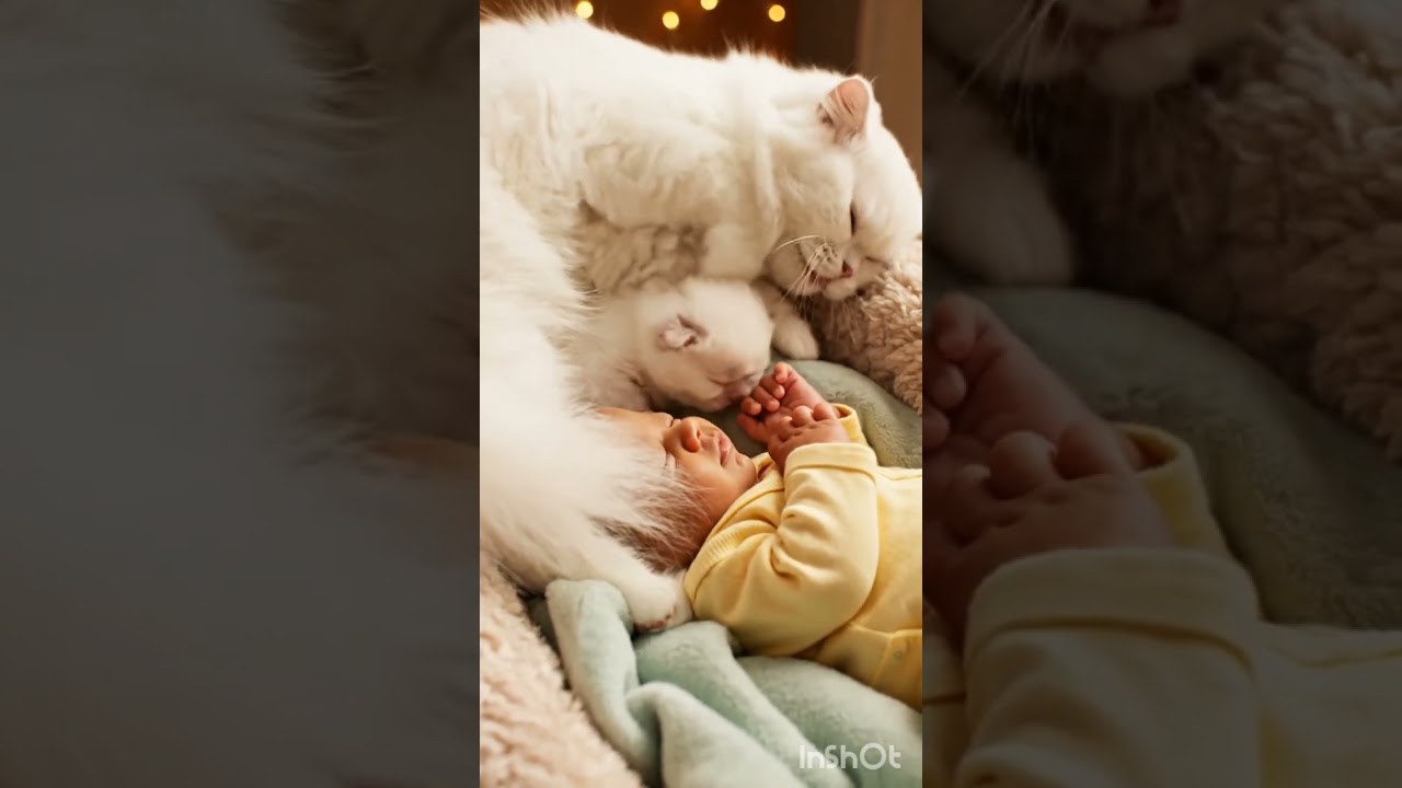 “Loyal  Cat Brings Her Kitten to Sleep Beside the Baby — Pure Love ❤️ 