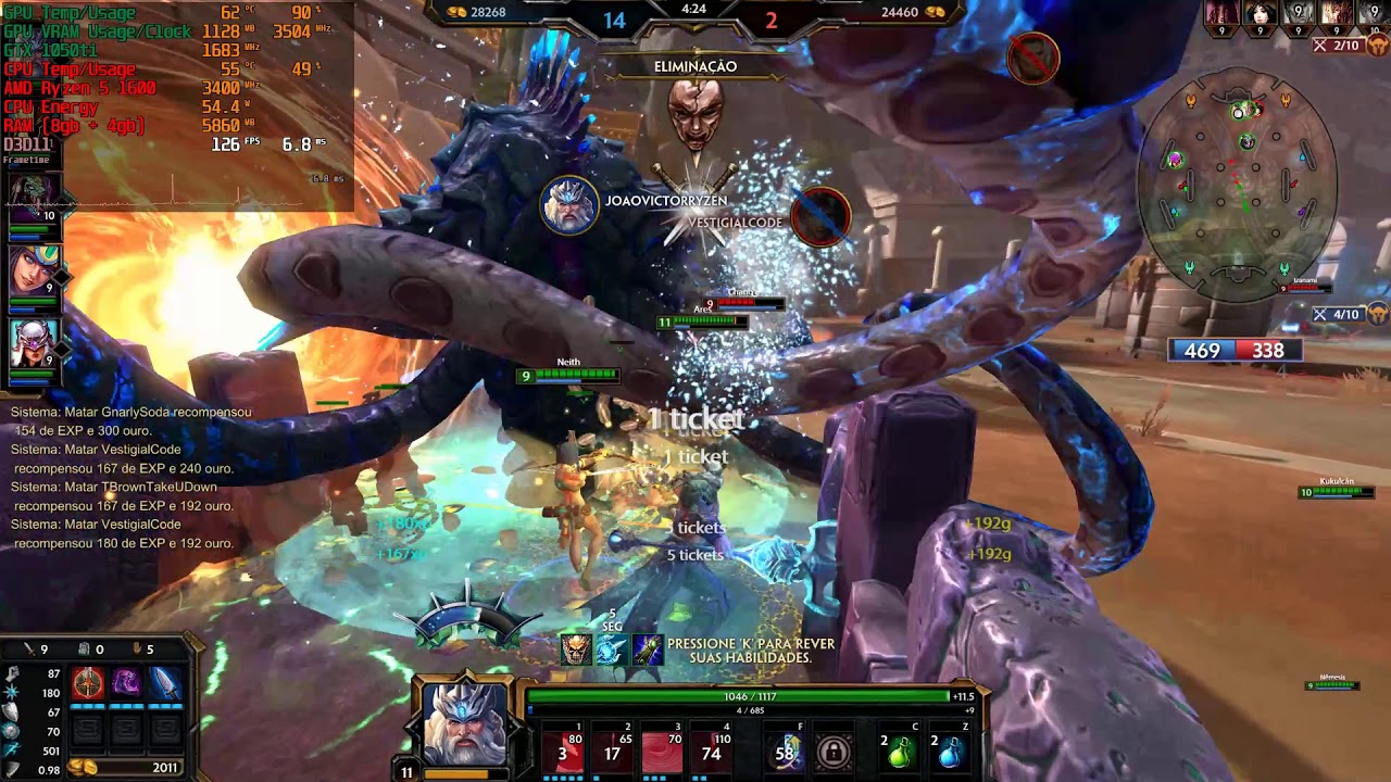 Test - Smite 5 vs 5 - amd ryzen 5 1600 and gtx 1050ti - 2019 - 5 vs 5 ...